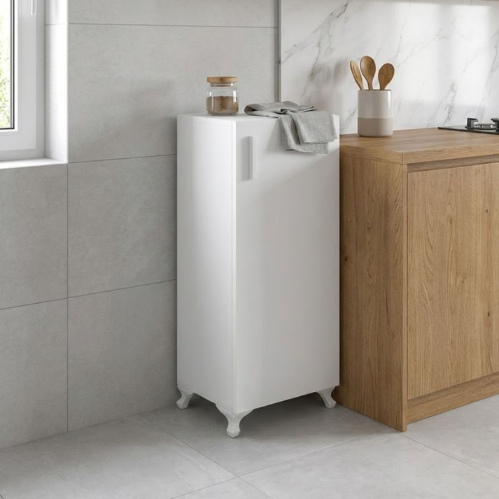 Ντουλάπι κουζίνας - μπάνιου Mine χρώμα λευκό 30x32x88εκ.