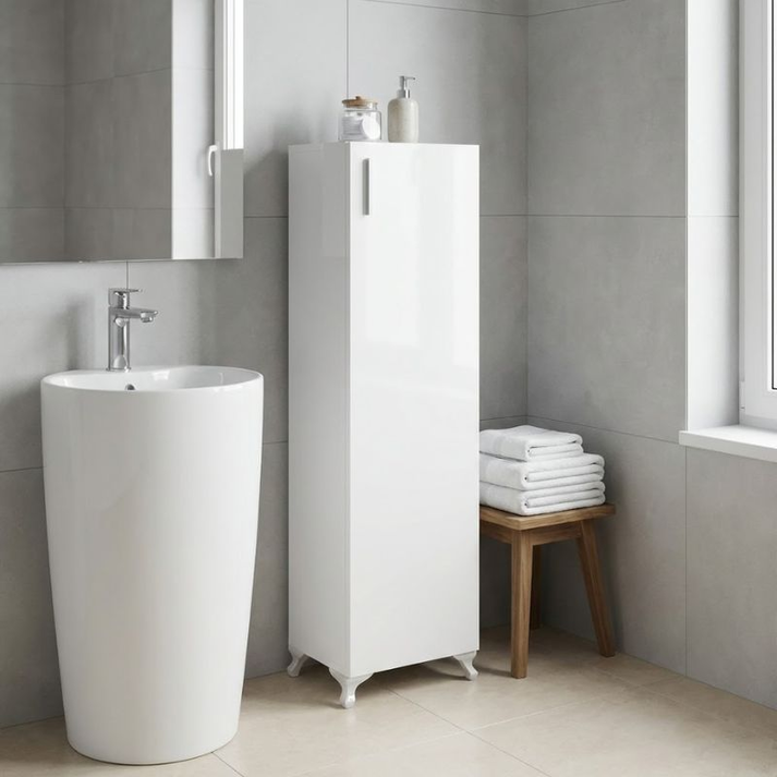 Ντουλάπι κουζίνας - μπάνιου Mine χρώμα λευκό 30x32x128εκ.