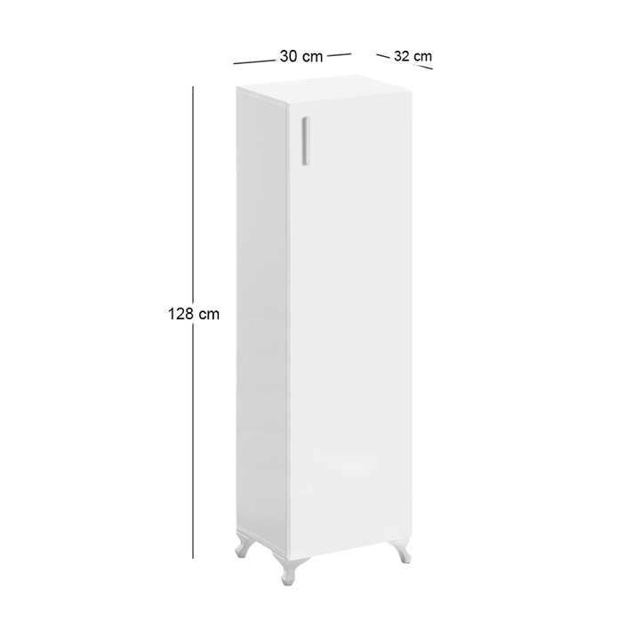 Ντουλάπι κουζίνας - μπάνιου Mine χρώμα λευκό 30x32x128εκ.