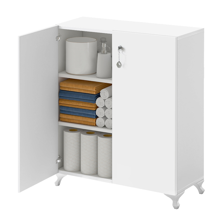 Ντουλάπι με κλειδαριά Cilem χρώμα λευκό 70x32x88εκ.