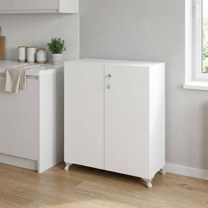 Ντουλάπι με κλειδαριά Cilem χρώμα λευκό 70x32x88εκ.