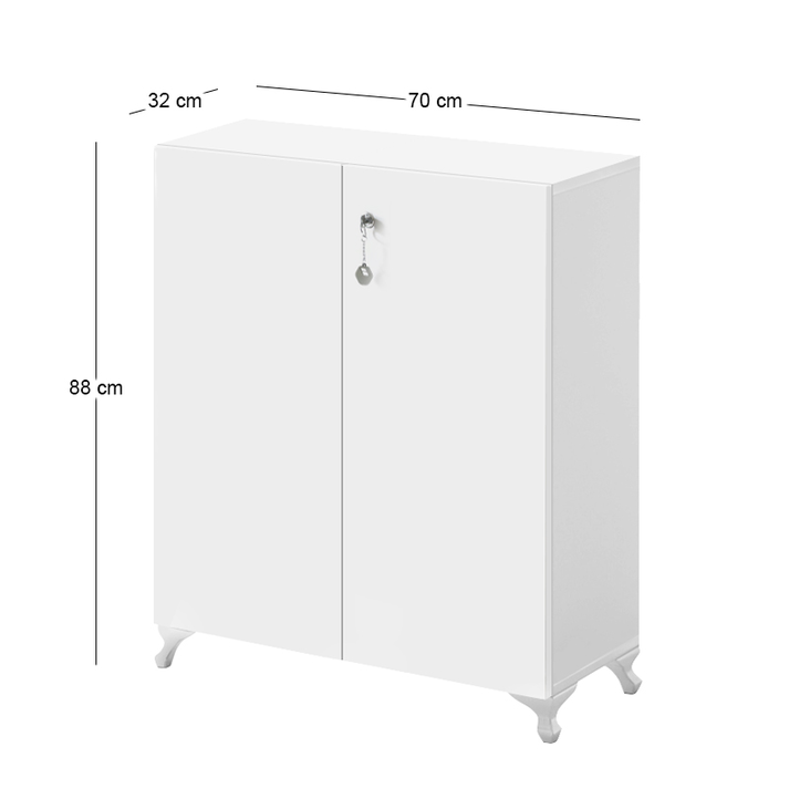 Ντουλάπι με κλειδαριά Cilem χρώμα λευκό 70x32x88εκ.
