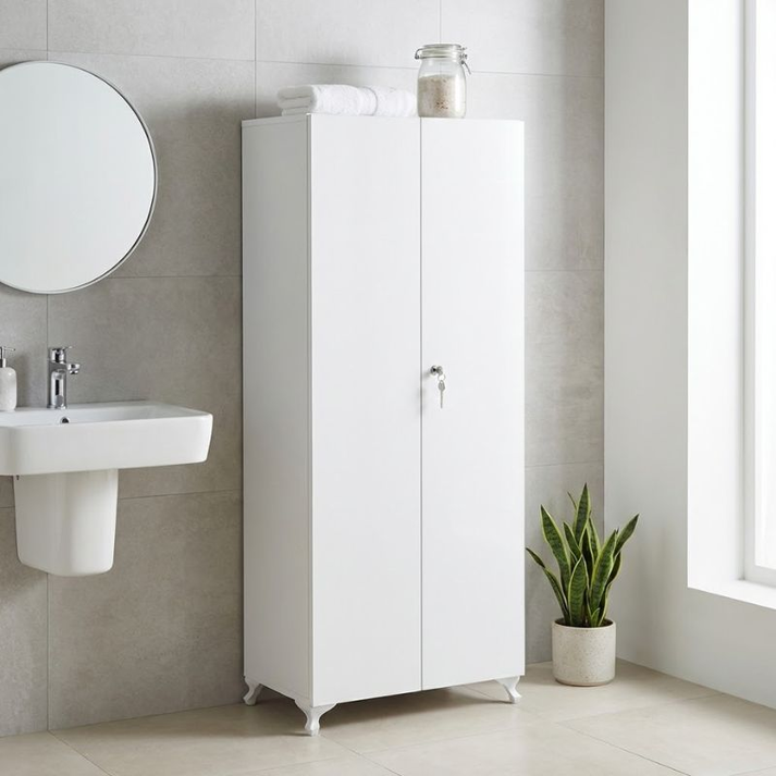 Ντουλάπα - Παπουτσοθήκη Cilem με κλειδαριά χρώμα λευκό 70x32x188εκ.