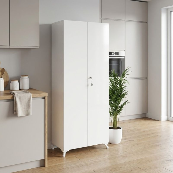 Ντουλάπα - Παπουτσοθήκη Cilem με κλειδαριά χρώμα λευκό 70x32x188εκ.