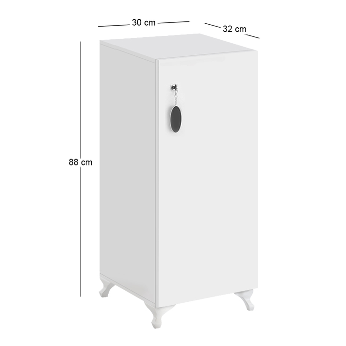 Ντουλάπι με κλειδαριά Zehra χρώμα λευκό 30x32x88εκ.