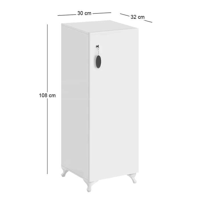 Ντουλάπι με κλειδαριά Zehra χρώμα λευκό 30x32x108εκ.