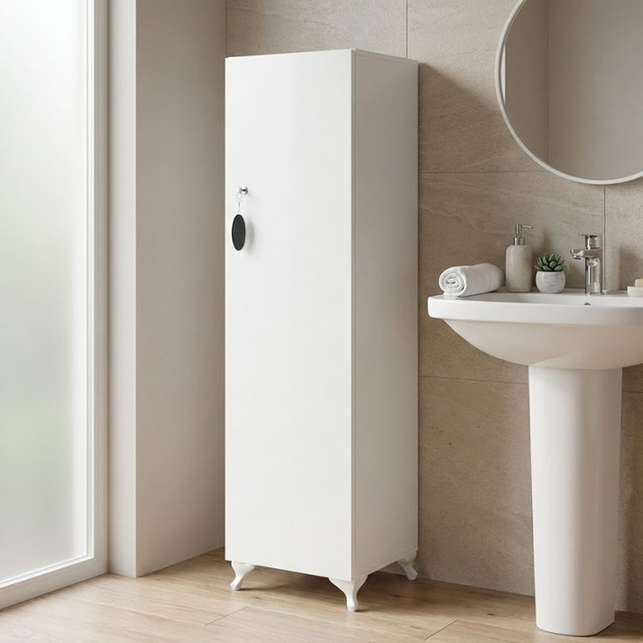 Ντουλάπι με κλειδαριά Zehra χρώμα λευκό 30x32x128εκ.