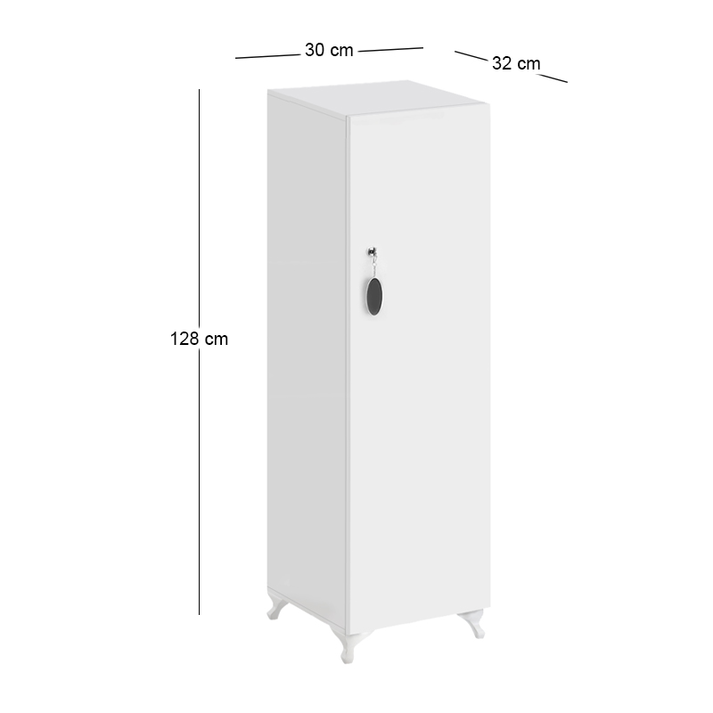 Ντουλάπι με κλειδαριά Zehra χρώμα λευκό 30x32x128εκ.