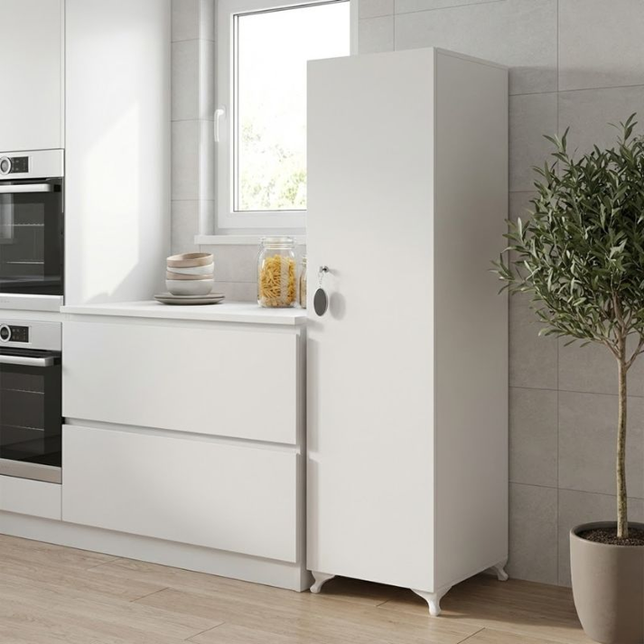 Ντουλάπι με κλειδαριά Zehra χρώμα λευκό 30x32x168εκ.