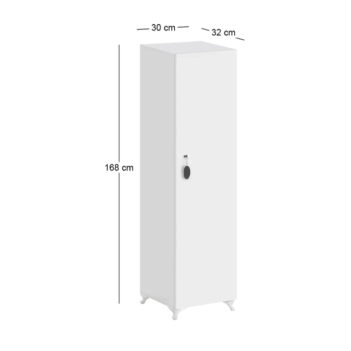 Ντουλάπι με κλειδαριά Zehra χρώμα λευκό 30x32x168εκ.