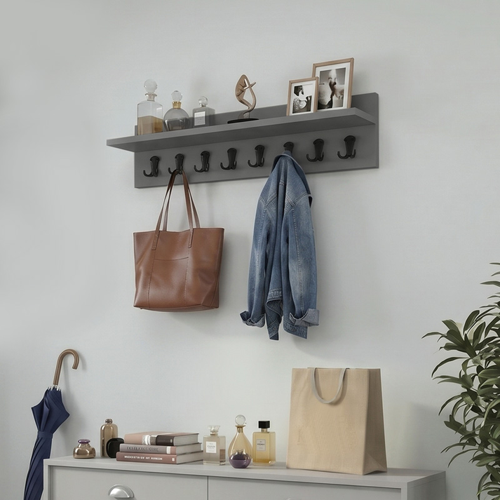 Κρεμάστρα τοίχου Vettini χρώμα ανθρακί 100x12x20εκ.