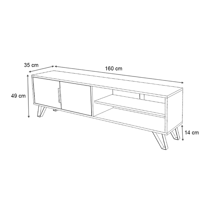 Έπιπλο τηλεόρασης Foot χρώμα φυσικό οξιάς 160x35x49εκ.