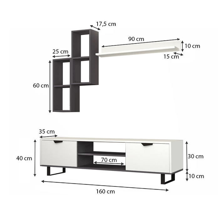 Σύνθεση τηλεόρασης Lonsa χρώμα λευκό 160x35x40εκ.