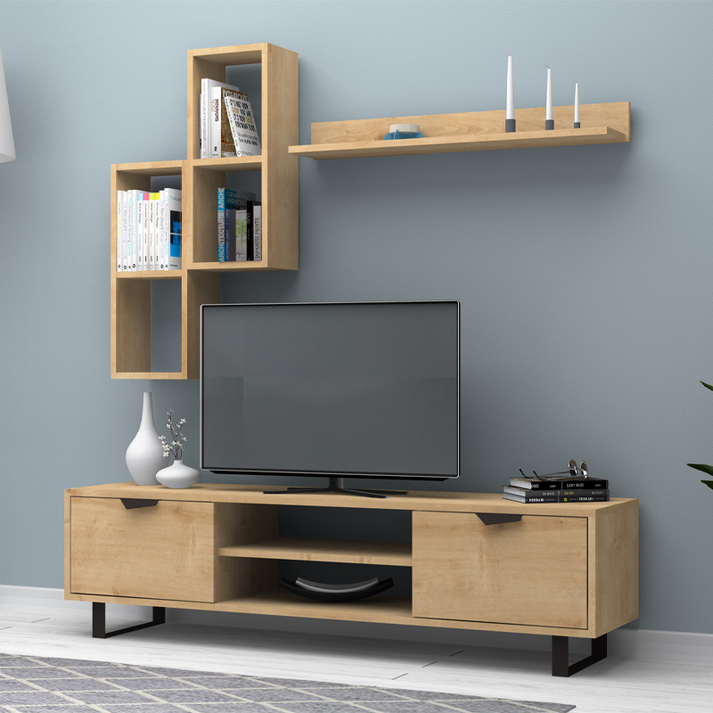 Σύνθεση τηλεόρασης Lonsa χρώμα φυσικό οξιάς 160x35x40εκ.