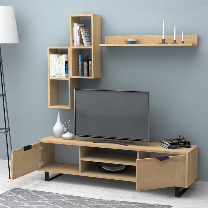 Σύνθεση τηλεόρασης Lonsa χρώμα φυσικό οξιάς 160x35x40εκ.