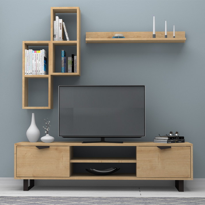 Σύνθεση τηλεόρασης Lonsa χρώμα φυσικό οξιάς 160x35x40εκ.