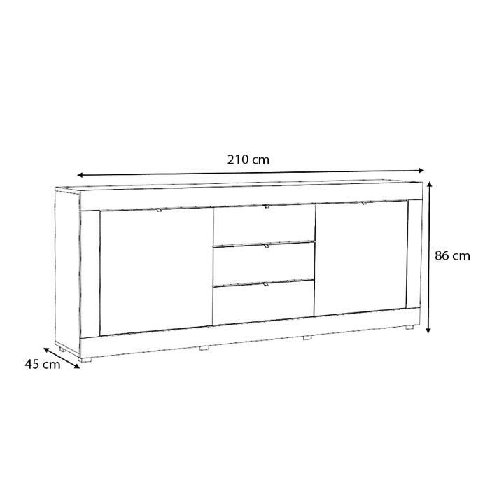 Μπουφές Ocean χρώμα λευκό 210x45x86εκ.