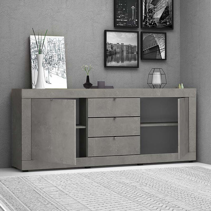 Μπουφές Ocean χρώμα γκρι σκυροδέματος 210x45x86εκ.