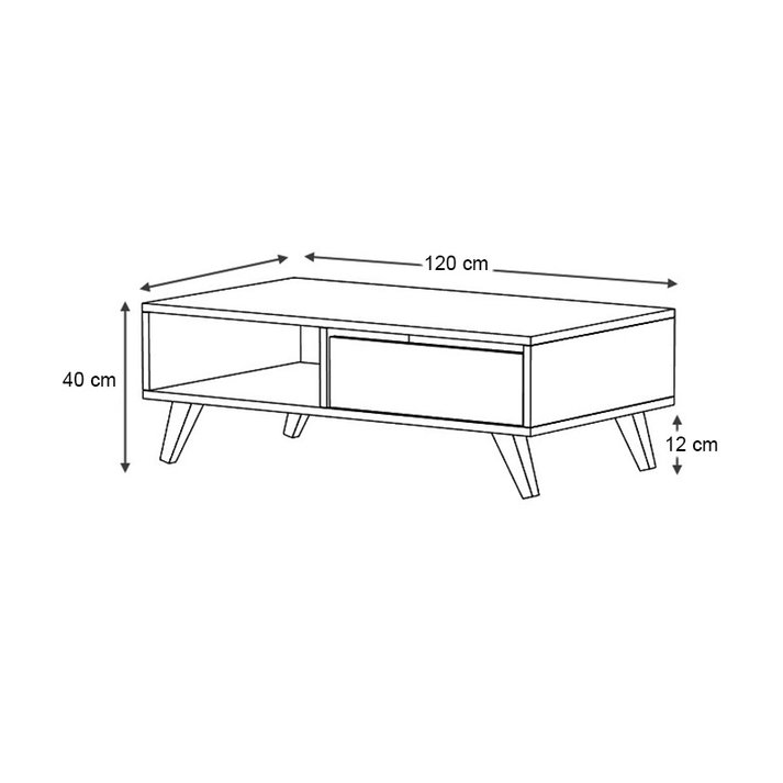 Τραπεζάκι σαλονιού Aster χρώμα καρυδί 120x56x40εκ.