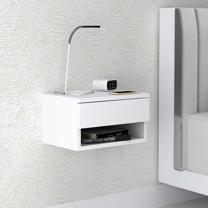 Κομοδίνο επιτοίχιο Mary χρώμα λευκό 40x30x23εκ.