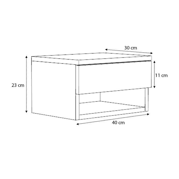 Κομοδίνο επιτοίχιο Mary χρώμα λευκό 40x30x23εκ.