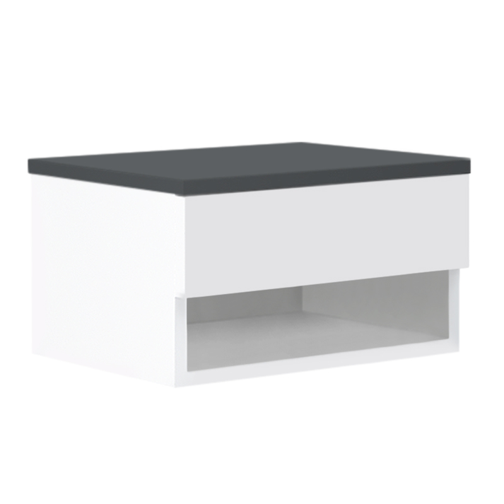 Κομοδίνο επιτοίχιο Mary χρώμα ανθρακί - λευκό 40x30x23εκ.