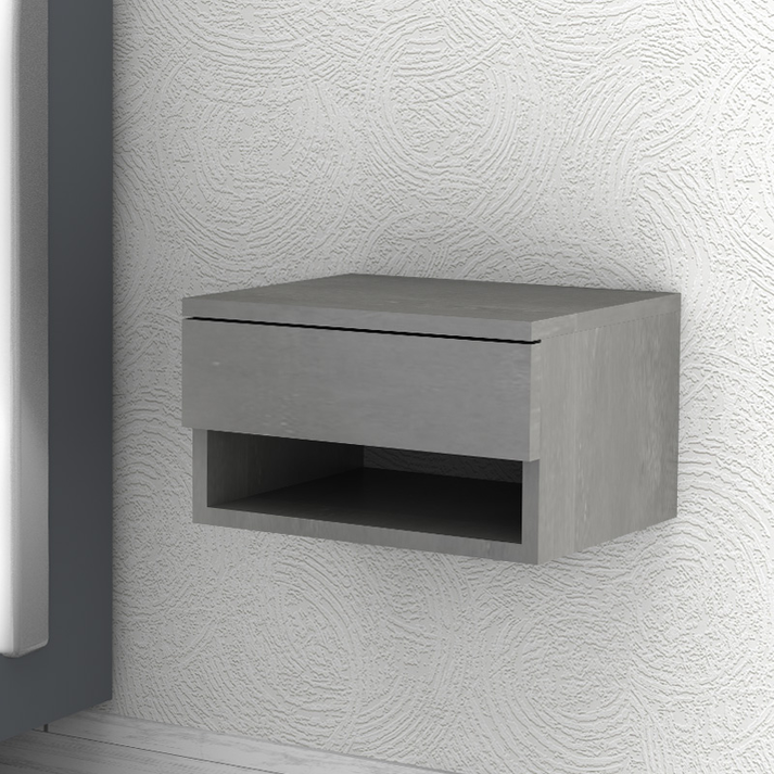 Κομοδίνο επιτοίχιο Mary χρώμα γκρι σκυροδέματος 40x30x23εκ.