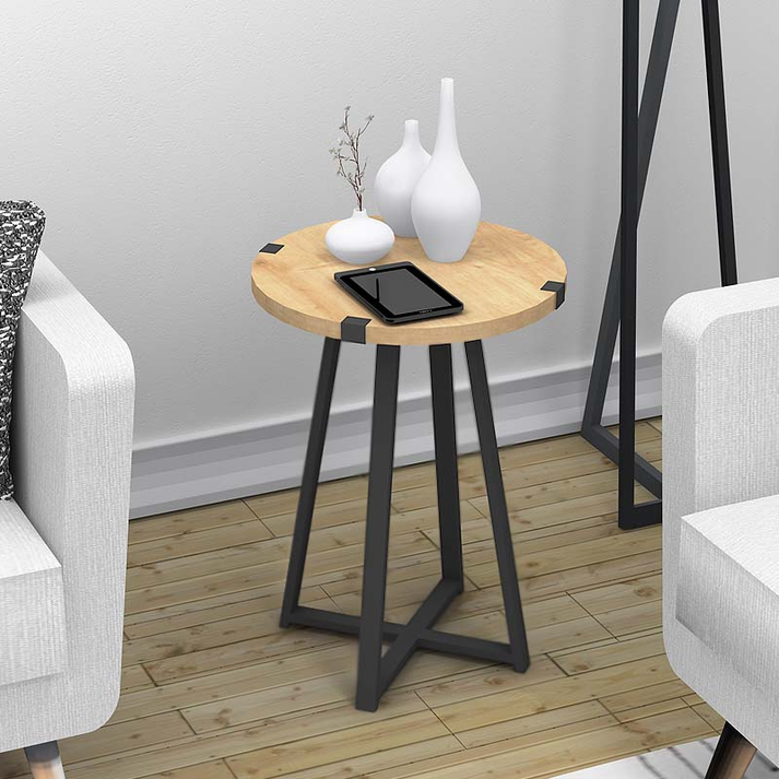 Βοηθητικό τραπεζάκι Pedro χρώμα φυσικό οξιάς - ανθρακί 44x44x58εκ.