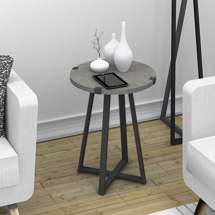 Βοηθητικό τραπεζάκι Pedro χρώμα γκρι σκυροδέματος 44x44x58εκ.