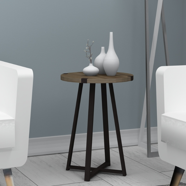 Βοηθητικό τραπεζάκι Pedro χρώμα καρυδί - ανθρακί 44x44x58εκ.