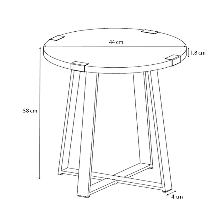 Βοηθητικό τραπεζάκι Pedro χρώμα καρυδί - ανθρακί 44x44x58εκ.