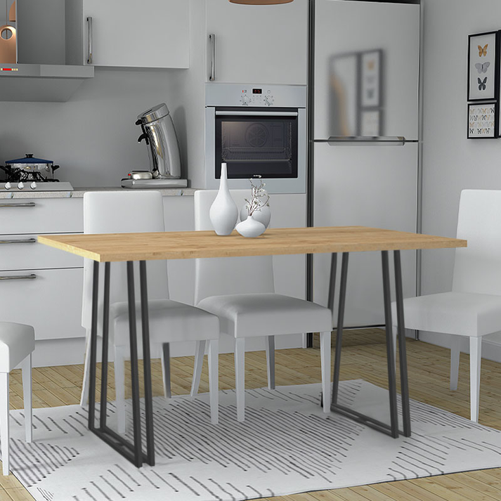 Τραπέζι Gable χρώμα φυσικό οξιάς - ανθρακί 140x80x76εκ.