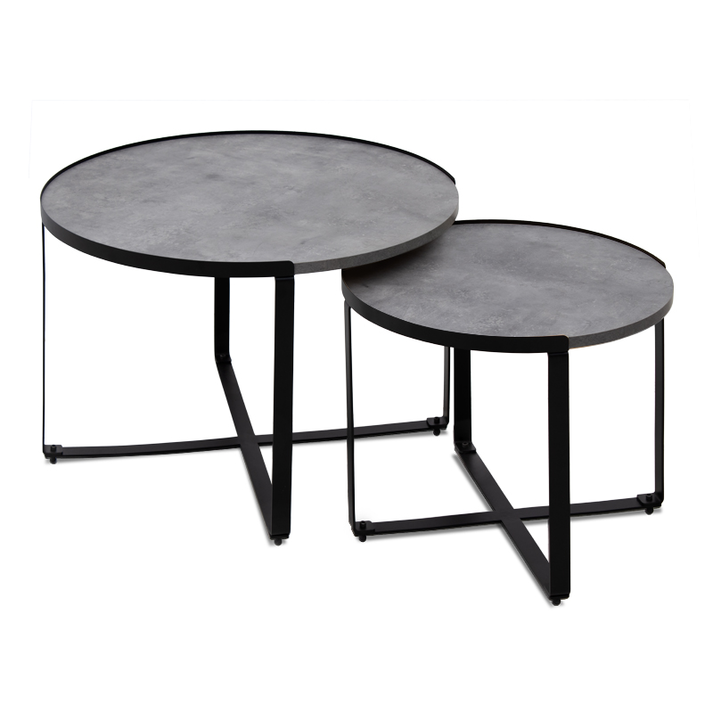 Σετ τραπεζάκια σαλονιού Davis 2τμχ. χρώμα γκρι σκυροδέματος 70x69x46εκ.