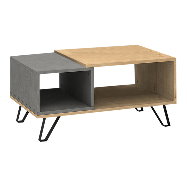 Τραπεζάκι σαλονιού Don χρώμα φυσικό οξιάς - γκρι σκυροδέματος 90x55x44εκ.