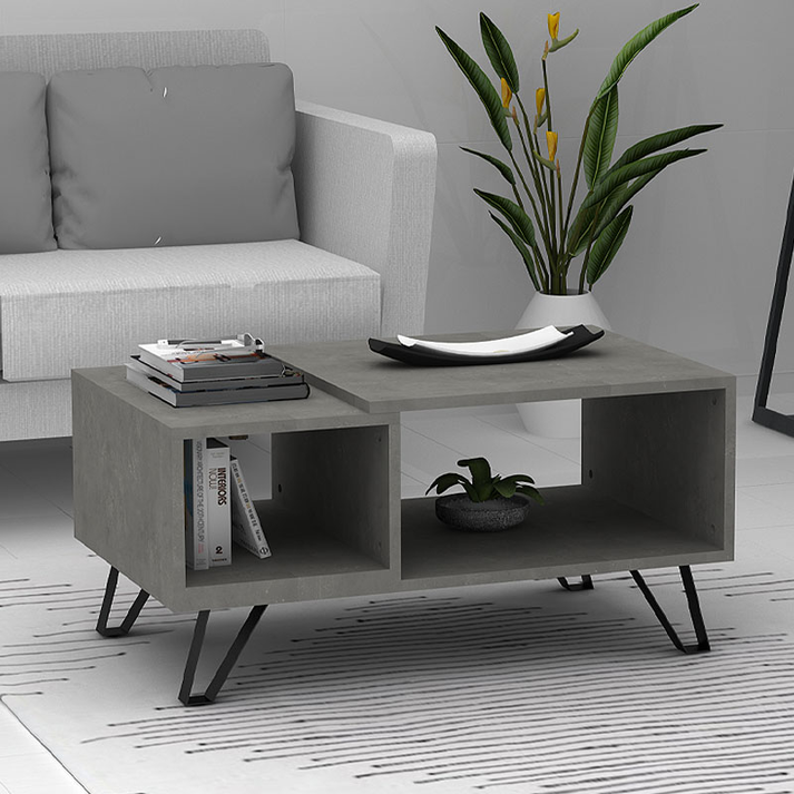 Τραπεζάκι σαλονιού Don χρώμα γκρι σκυροδέματος 90x55x44εκ.