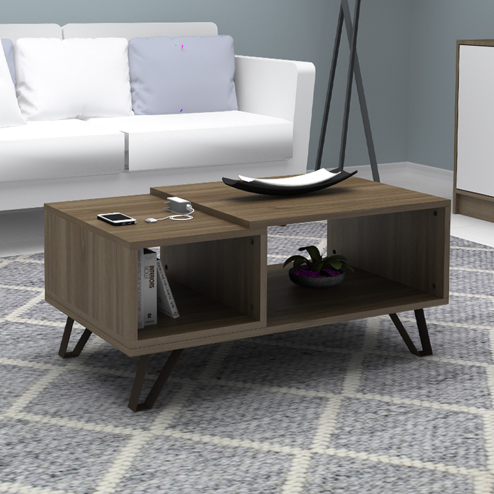 Τραπεζάκι σαλονιού Don χρώμα καρυδί 90x55x44εκ.