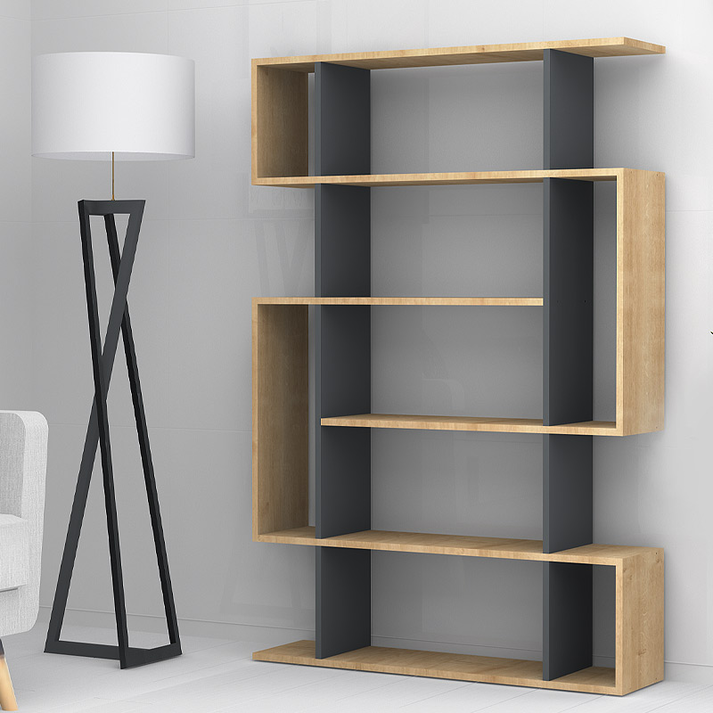 Βιβλιοθήκη Clint χρώμα φυσικό οξιάς - ανθρακί 108x25x161εκ.