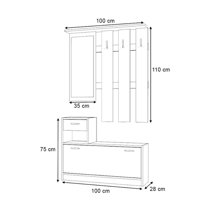 Έπιπλο εισόδου Raynold χρώμα καρυδί 100x30x180εκ.