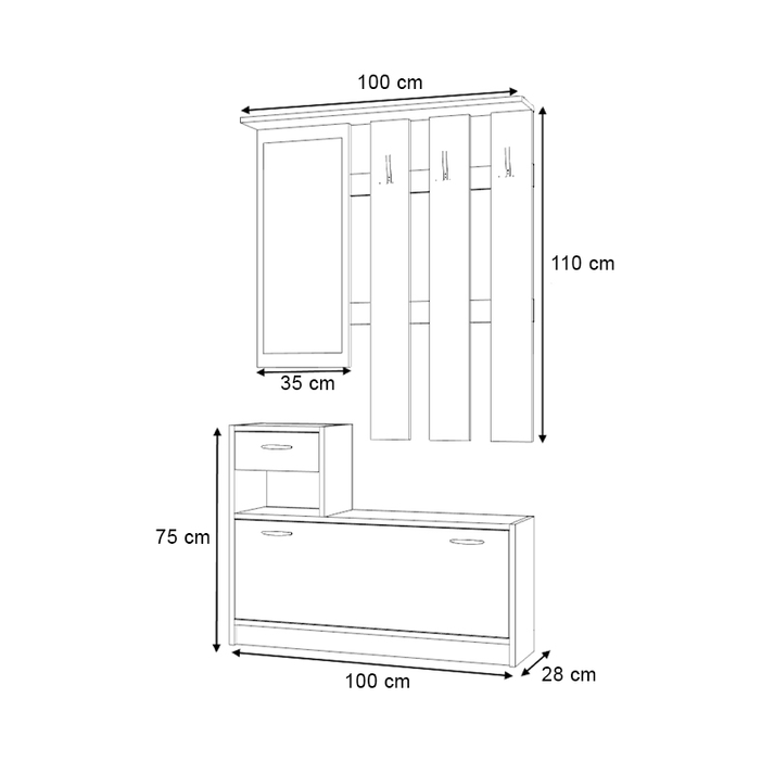 Έπιπλο εισόδου Raynold χρώμα φυσικό οξιάς 100x30x180εκ.