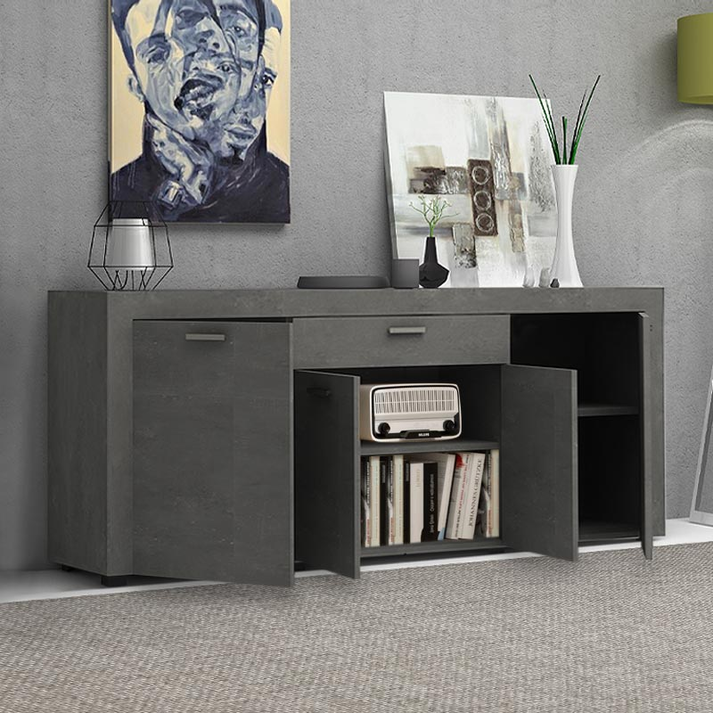 Μπουφές Joseph χρώμα γκρι σκυροδέματος 177x40x76εκ.