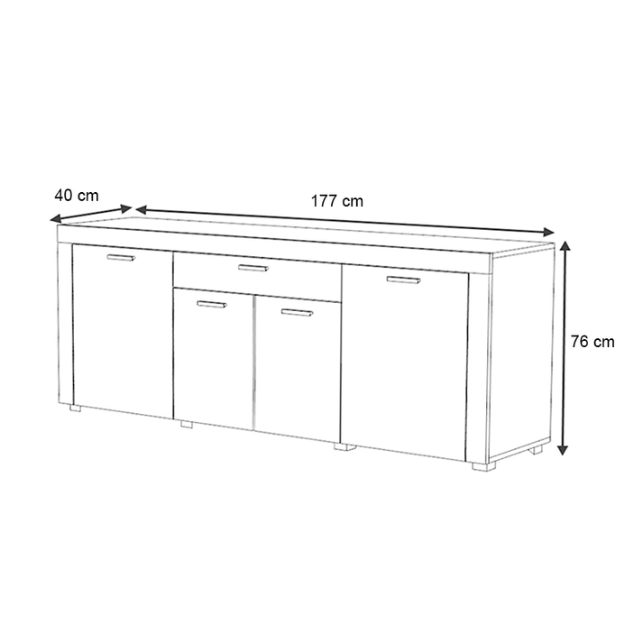 Μπουφές Joseph χρώμα λευκό 177x40x76εκ.