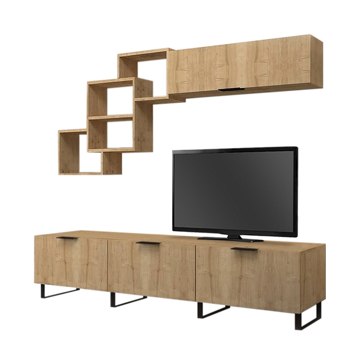 Σύνθεση τηλεόρασης Heydar χρώμα φυσικό οξιάς 210x35x50εκ.