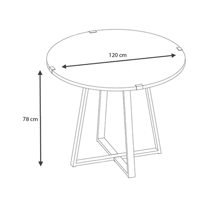 Τραπέζι Rubes χρώμα φυσικό οξιάς - ανθρακί 120x120x78εκ.