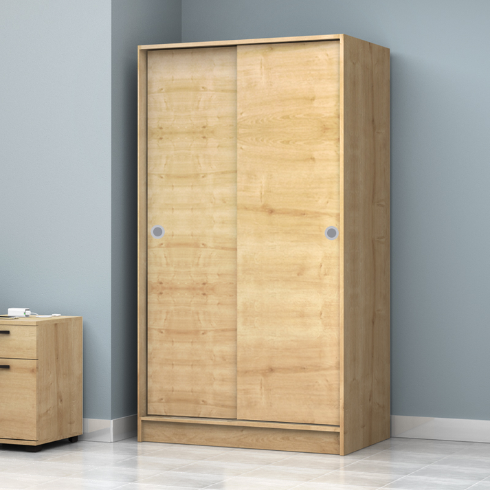 Ντουλάπα ρούχων Misra δίφυλλη συρόμενη χρώμα φυσικό οξιάς 94x52x182εκ.