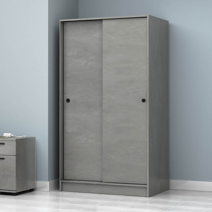 Ντουλάπα ρούχων Misra δίφυλλη συρόμενη χρώμα γκρι σκυροδέματος 94x52x182εκ.