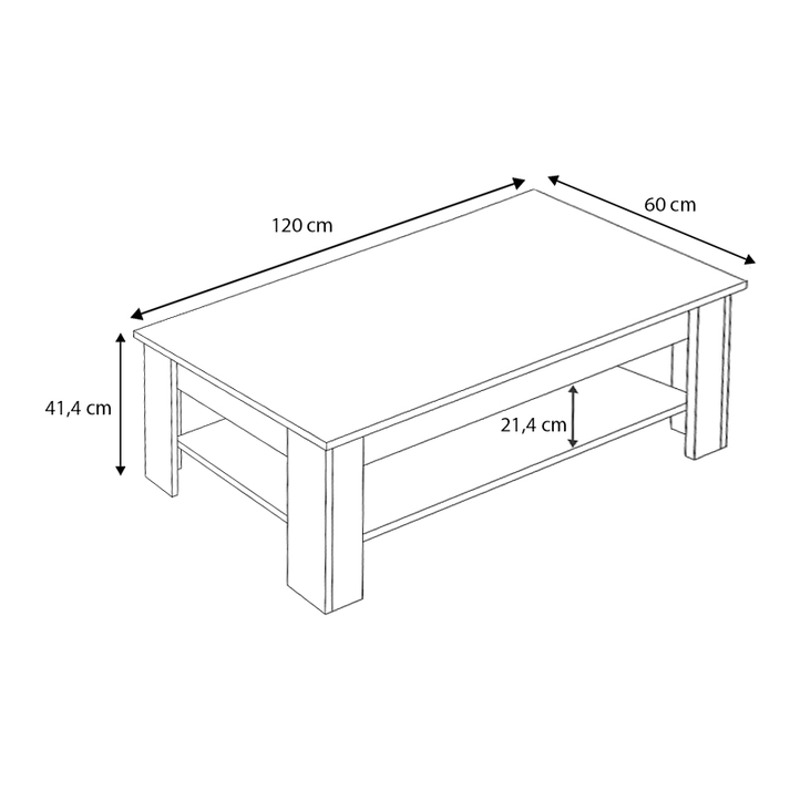 Τραπεζάκι σαλονιού Spello χρώμα φυσικό οξιάς 120x60x41,4εκ.
