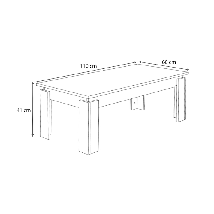 Τραπεζάκι σαλονιού Seda χρώμα φυσικό οξιάς 110x60x41εκ.