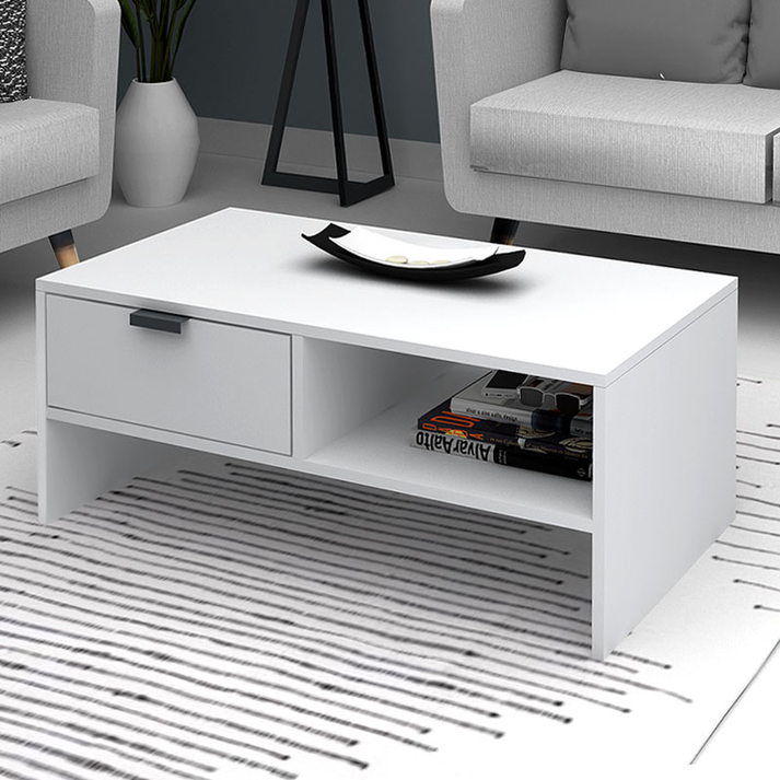 Τραπεζάκι σαλονιού Galaxy χρώμα λευκό 100x50x42εκ.