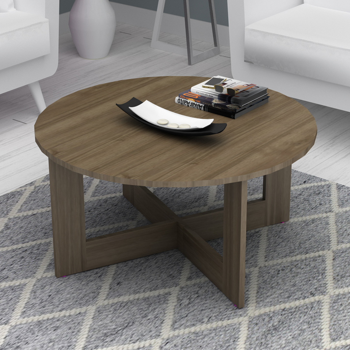 Τραπεζάκι σαλονιού Kati χρώμα καρυδί Ø80x42εκ.