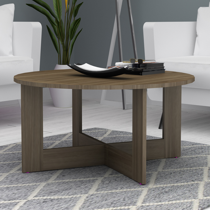 Τραπεζάκι σαλονιού Kati χρώμα καρυδί Ø80x42εκ.